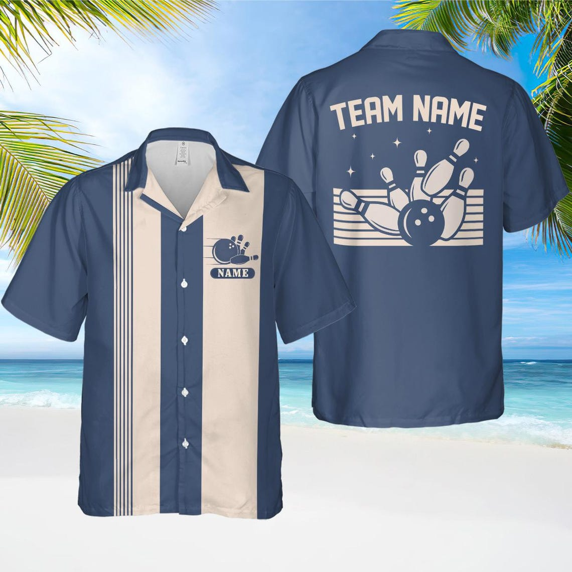 Personalized Retro Bowling Hawaiian Shirt – Custom Name Button Down Team Camp Shirt