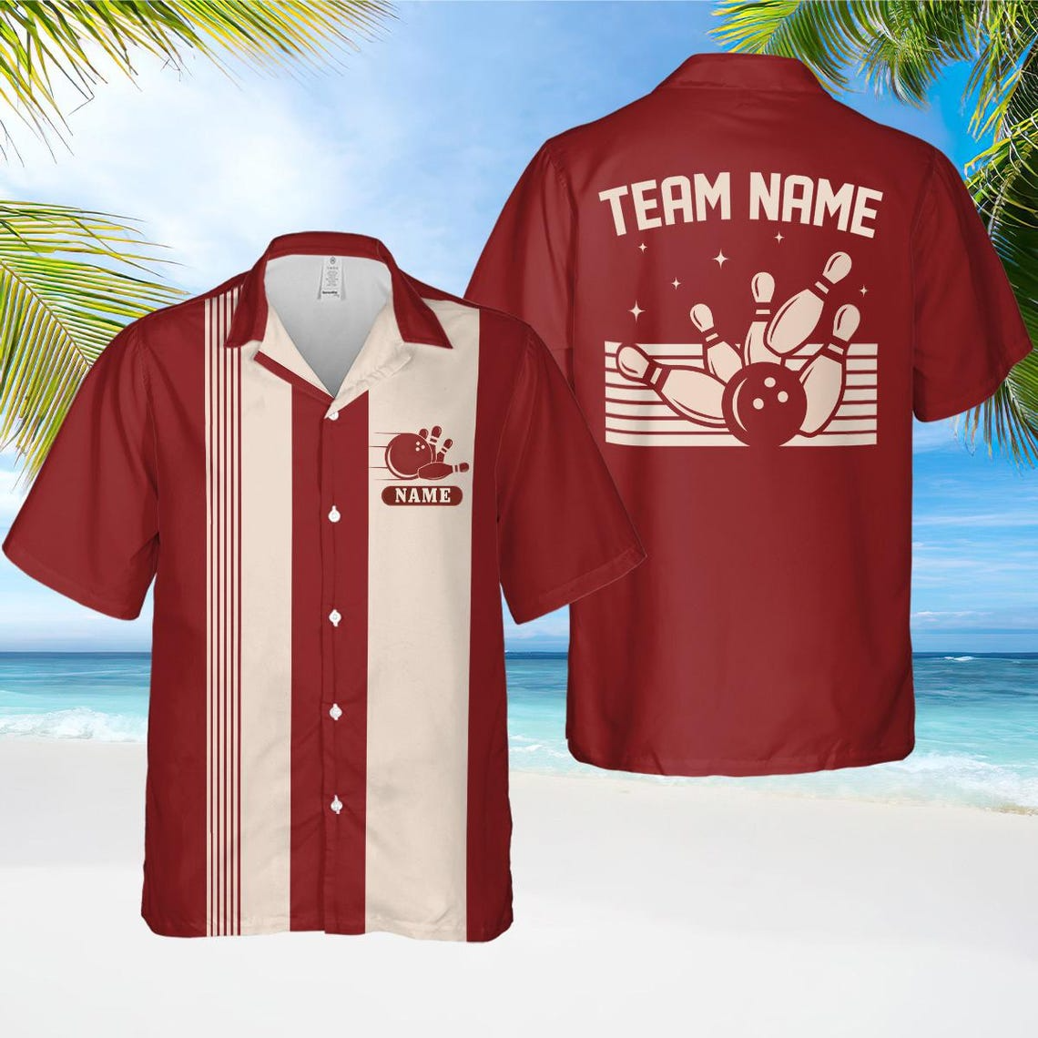 Personalized Retro Bowling Hawaiian Shirt – Custom Name Button Down Team Camp Shirt