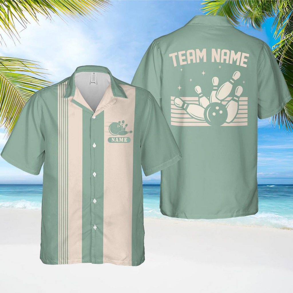 Personalized Retro Bowling Hawaiian Shirt – Custom Name Button Down Team Camp Shirt