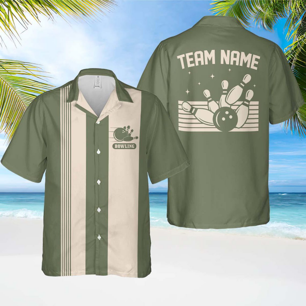 Personalized Retro Bowling Hawaiian Shirt – Custom Name Button Down Team Camp Shirt