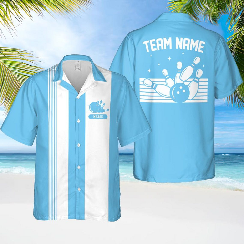 Personalized Retro Bowling Hawaiian Shirt – Custom Name Button Down Team Camp Shirt