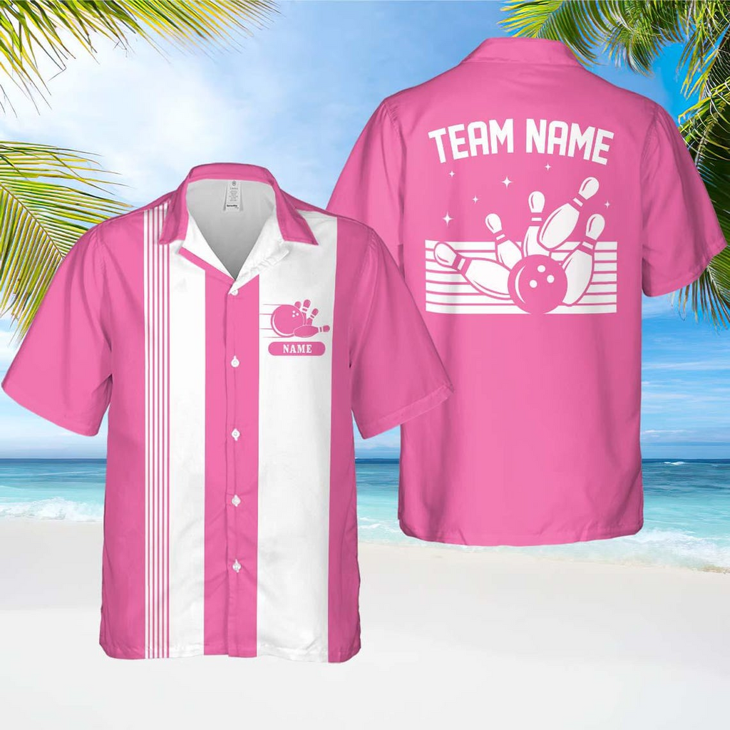 Personalized Retro Bowling Hawaiian Shirt – Custom Name Button Down Team Camp Shirt