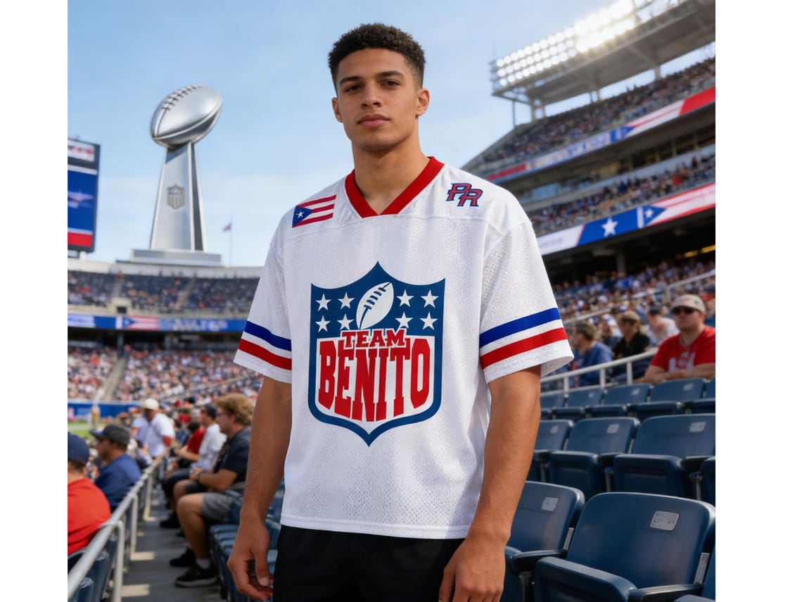 Puerto Rico Team Benito 94 Mesh Football Jersey – Benito Bowl LX Fan Shirt, Sports Apparel & Gift