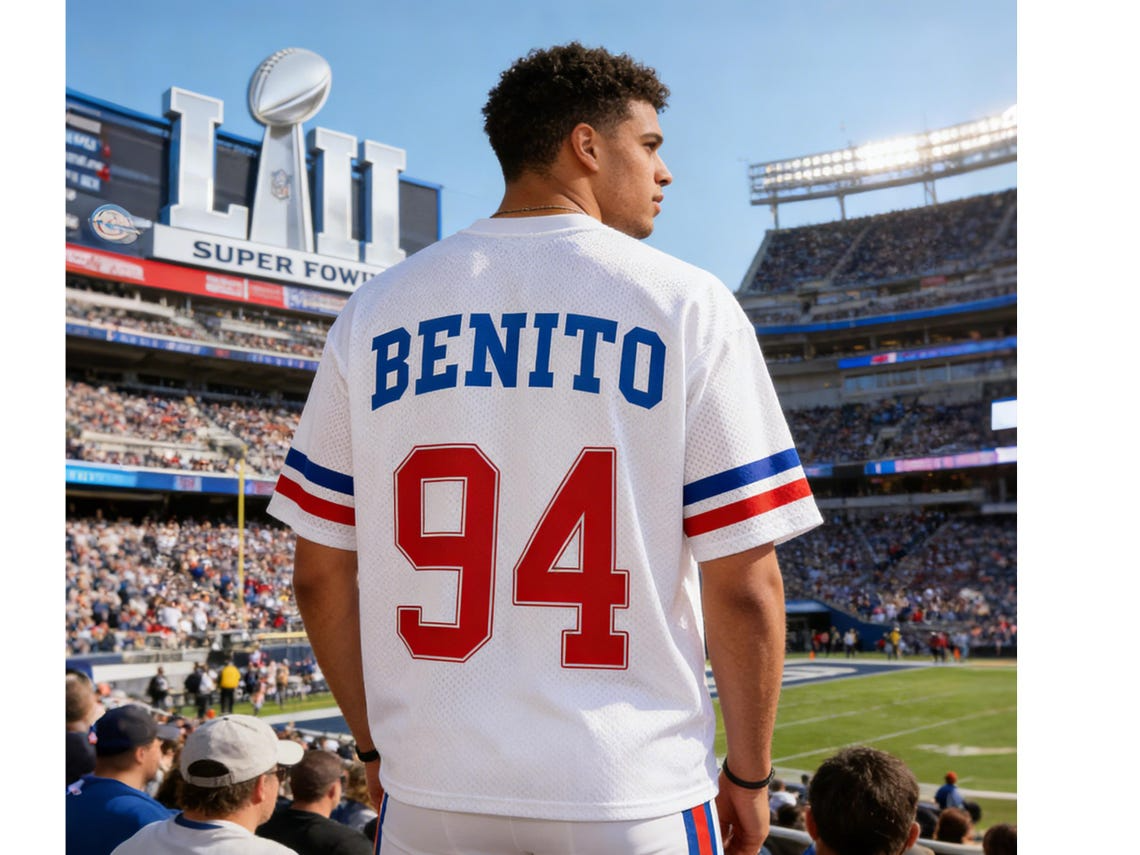 Puerto Rico Team Benito 94 Mesh Football Jersey – Benito Bowl LX Fan Shirt, Sports Apparel & Gift