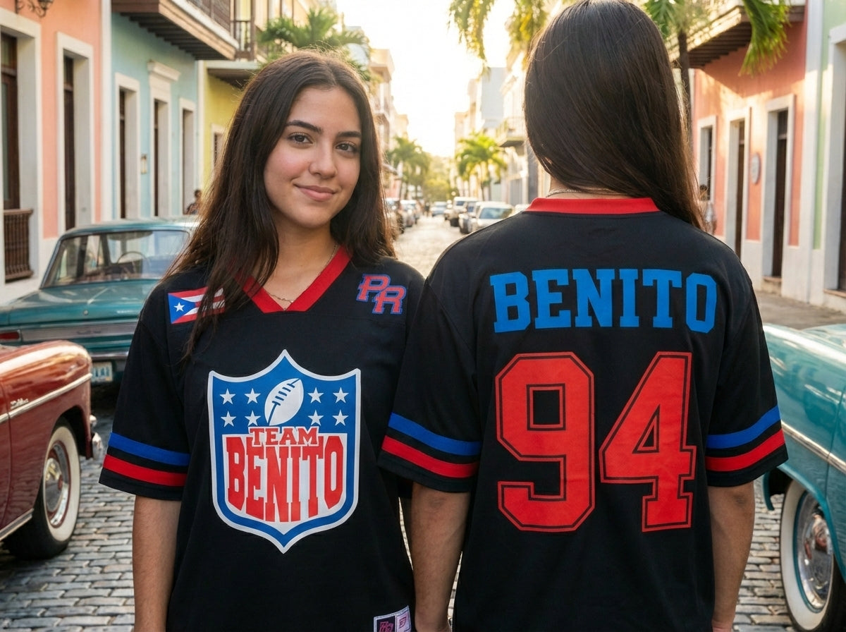 Puerto Rico Team Benito 94 Mesh Football Jersey – Benito Bowl LX Fan Shirt, Sports Apparel & Gift