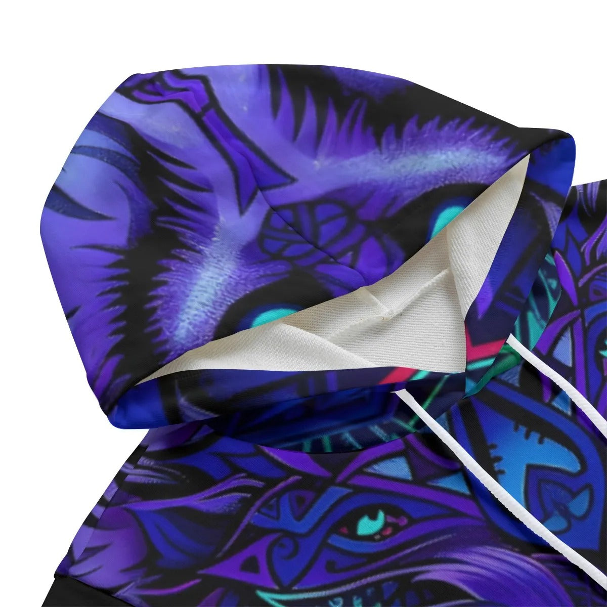 Wolf Mandala Sleeveless Hoodie, Tribal Spirit Animal Pullover Tank for Men, Purple Boho Gym Top, Festival Streetwear