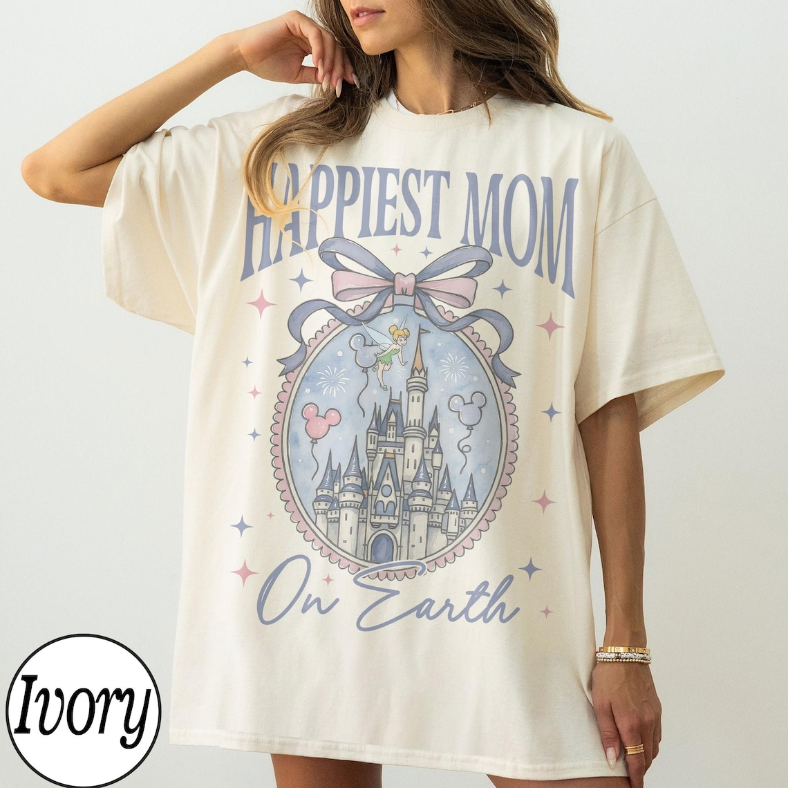 Happiest Mom on Earth Shirt, Retro Castle Mom Tee, Coquette Bow Mom Shirt, Magical Theme Park Mom Shirt