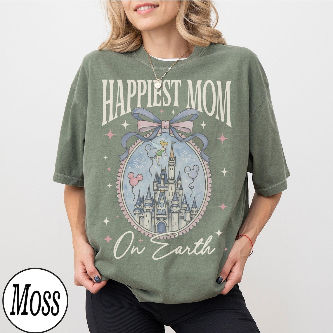 Happiest Mom on Earth Shirt, Retro Castle Mom Tee, Coquette Bow Mom Shirt, Magical Theme Park Mom Shirt