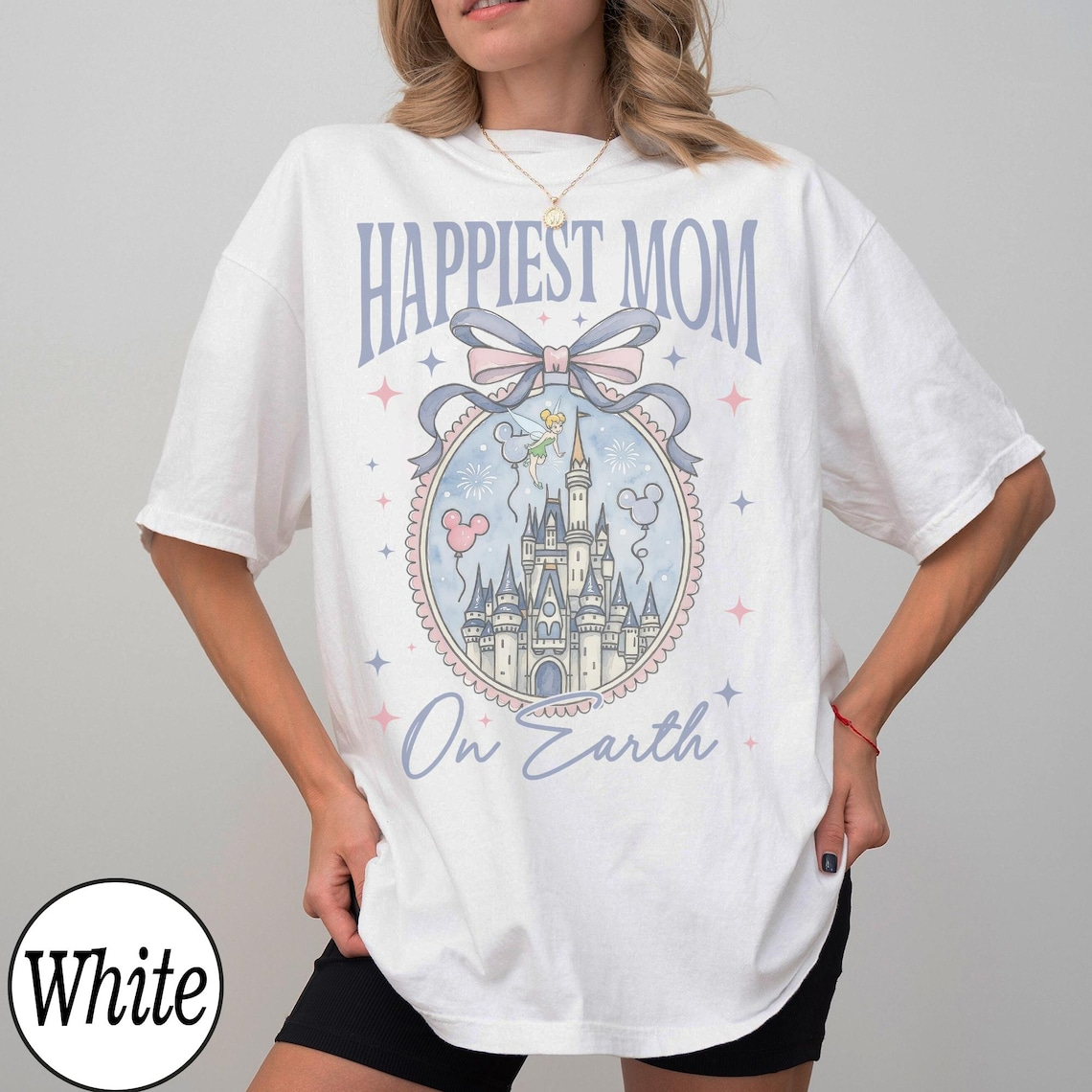Happiest Mom on Earth Shirt, Retro Castle Mom Tee, Coquette Bow Mom Shirt, Magical Theme Park Mom Shirt