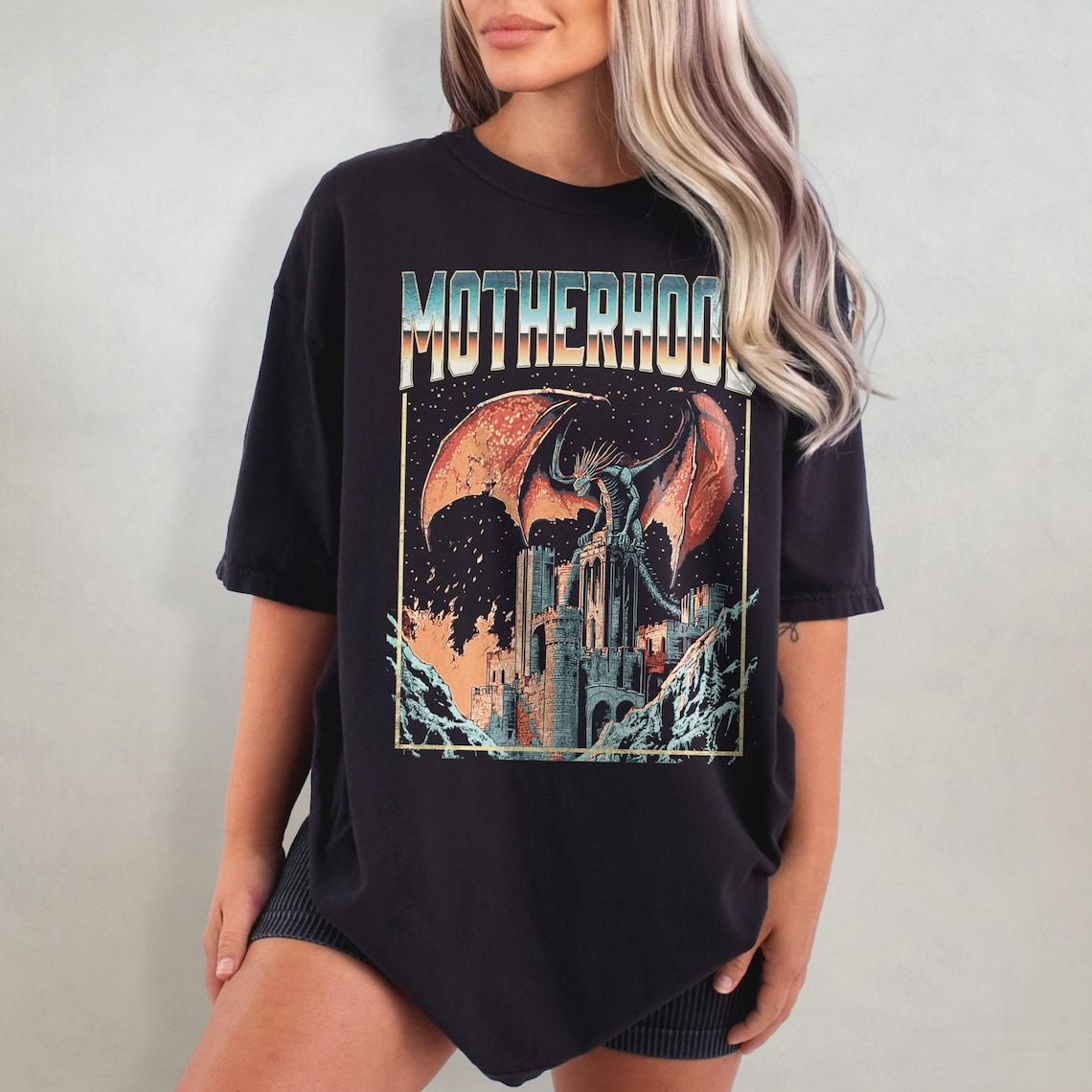 Retro Motherhood Shirt, Vintage Dragon Mom Tee, 90s Fantasy Graphic Tee, Mother’s Day Gift
