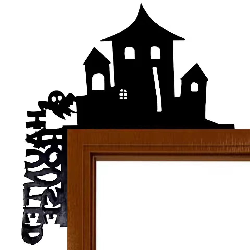 Halloween Home Decor, Halloween Door Corner Sign, Double-Sided Metal Door Frame Sign, Spooky Halloween Decor, Door Angle Sign for Halloween Room Decoration