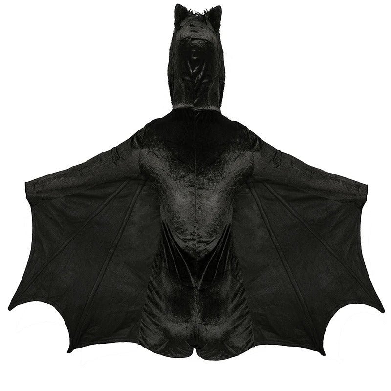 Halloween Costumes For Woman, Women Bat Vampire Halloween Costume, Flannel Jumpsuit with Wings, Front Zip Cosplay Outfit, Funny Animal Pajama Party Romper