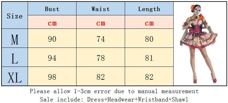 Halloween Costumes for Women, Skull Flower Fairy Dress, Ghost Bride Gown, Day of the Dead Outfit, Vampire Zombie Cosplay Dress