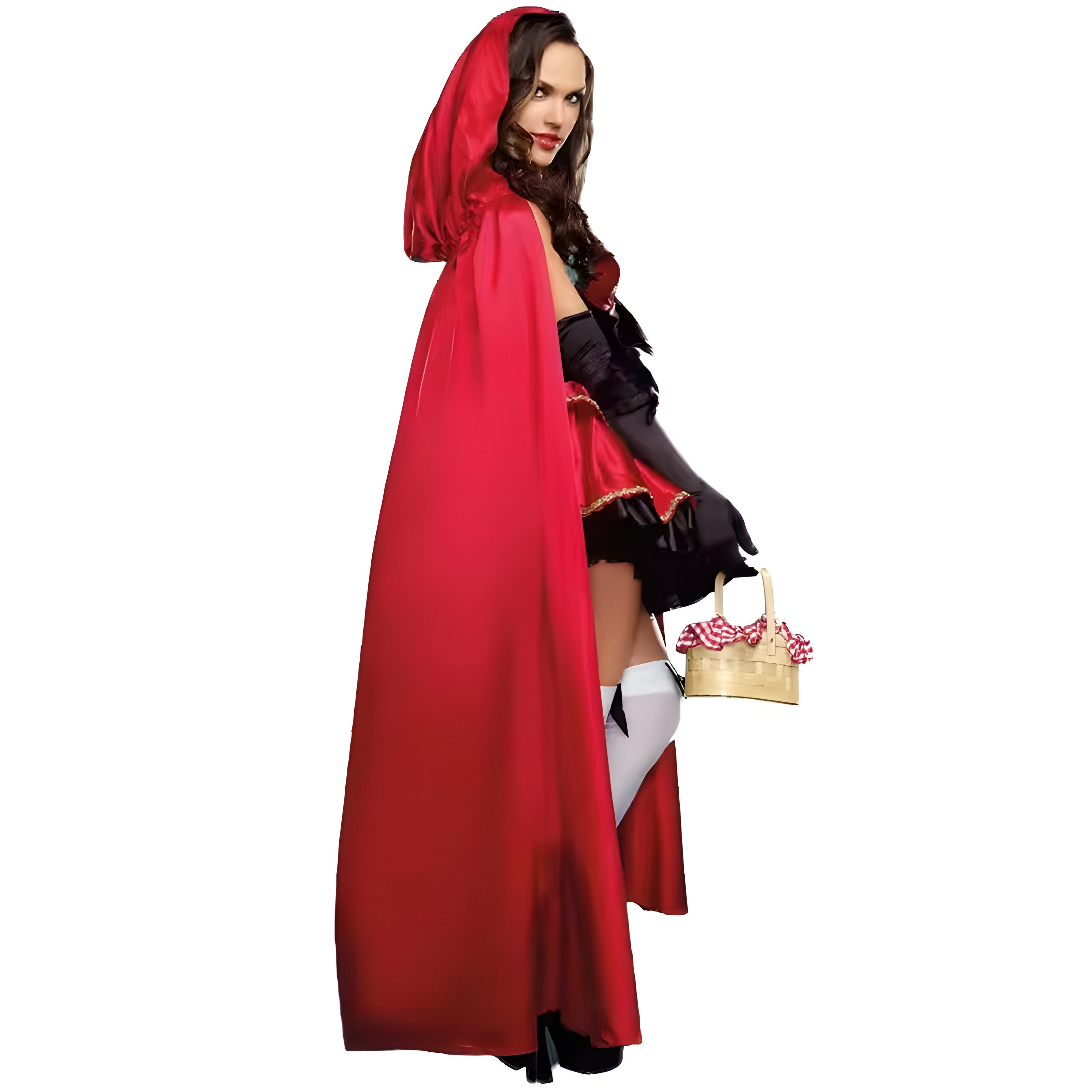 Halloween Costumes, Little Red Riding Hood Costume for Women, Adult Fairy Tale Cosplay Dress and Cloak Set, Halloween Carnival Party Outfit
