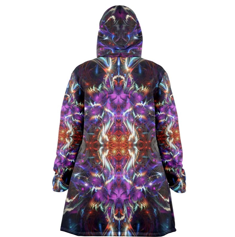 Fractal Vortex Mandala HOODED CLOAK, Psychedelic Festival Hoodie, Vibrant Rave Jacket, Trippy Festival Coat, Wizard Robe, Burning Man