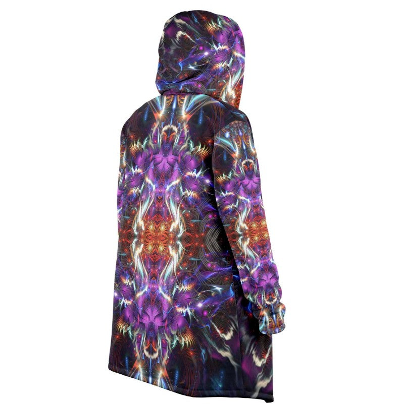 Fractal Vortex Mandala HOODED CLOAK, Psychedelic Festival Hoodie, Vibrant Rave Jacket, Trippy Festival Coat, Wizard Robe, Burning Man