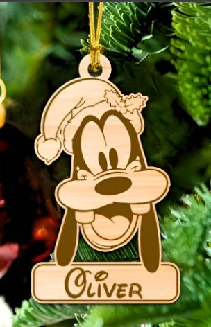 Personalized Cartoon Character Christmas Ornament, Custom Name Wooden Holiday Decoration, Festive Tree Gift
