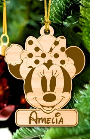 Personalized Cartoon Character Christmas Ornament, Custom Name Wooden Holiday Decoration, Festive Tree Gift