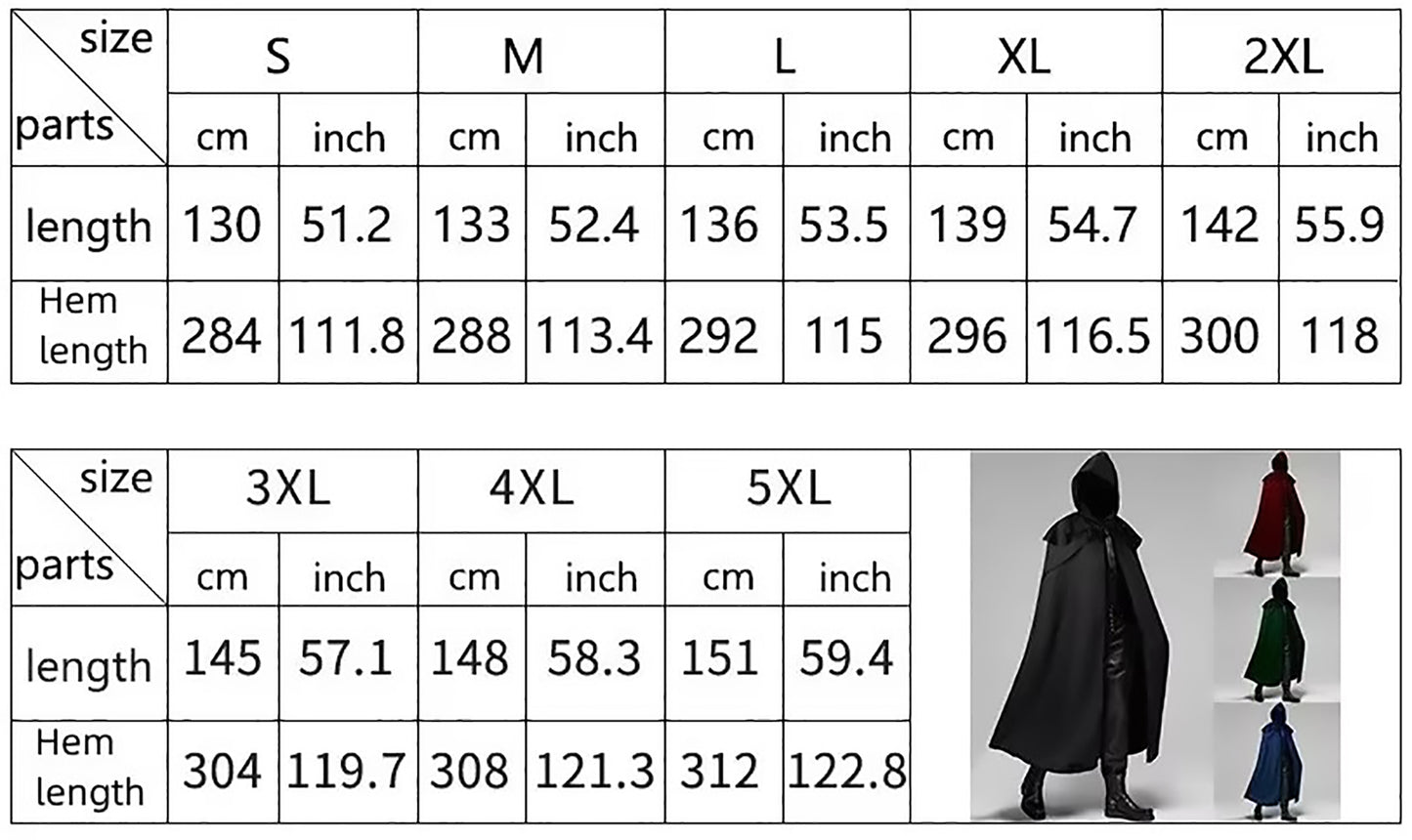 Medieval Vintage Hooded Loose Cloak, Trench Chic Winter Long Cape Poncho Gothic Monk Cosplay