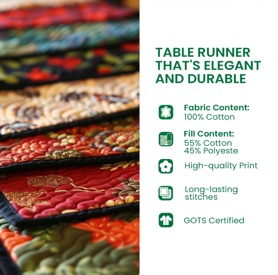 Loving Stitches Quilted Table Runner BTO20010100, Valentine’s Day Table Runner with Heart Pattern