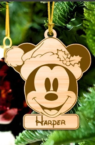 Personalized Cartoon Character Christmas Ornament, Custom Name Wooden Holiday Decoration, Festive Tree Gift