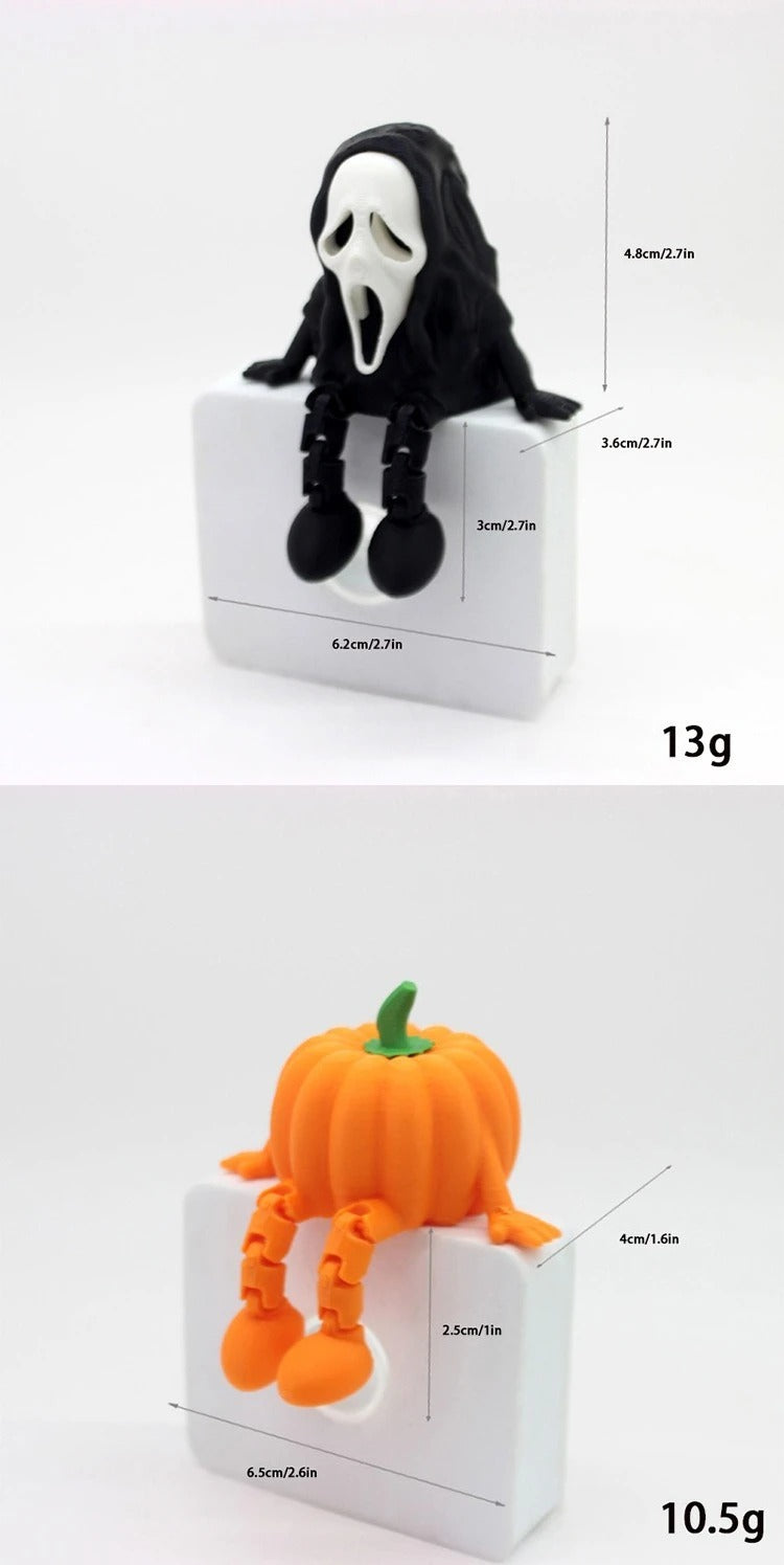 Halloween Decorations, Halloween Faceless Man with Cape & 3D Printed Pumpkin Toy Set, Spooky Scene Models, Desktop Decor, Spooky Halloween Decor