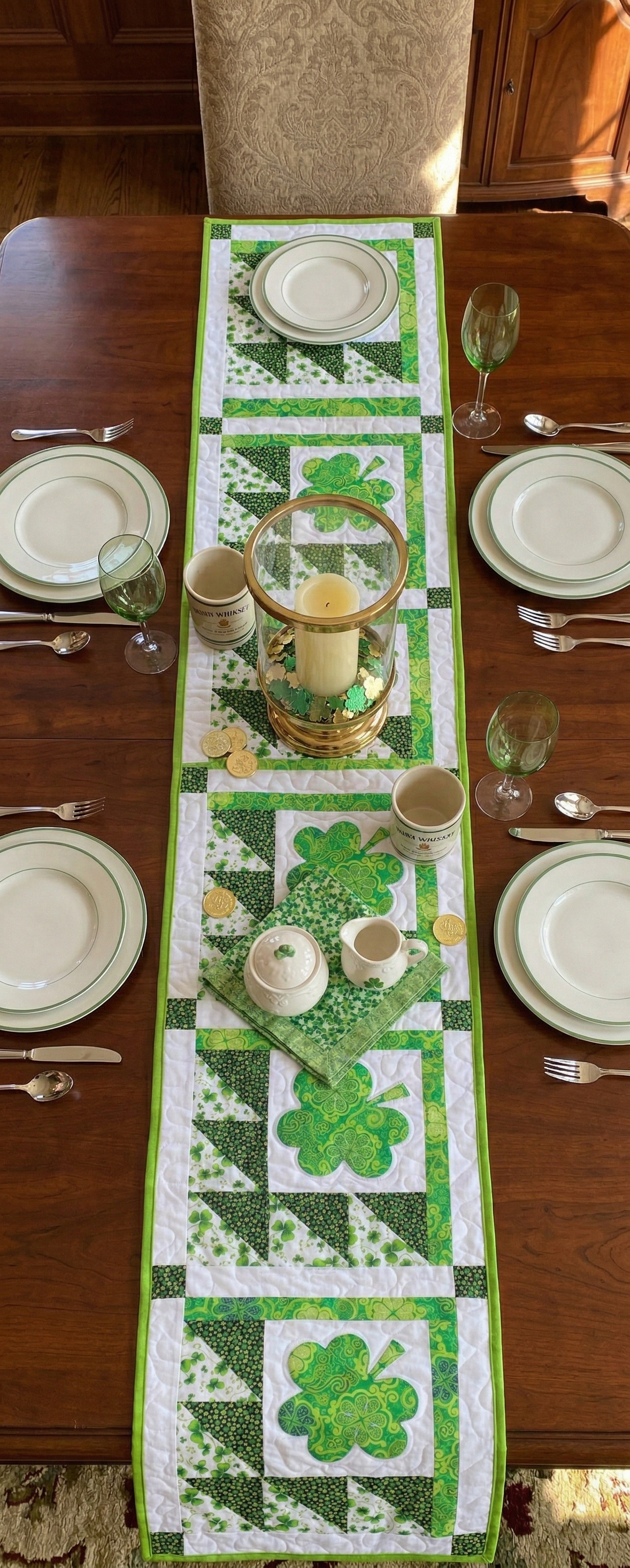 Shamrock Table Runner Pattern: Irish St. Patrick's Day