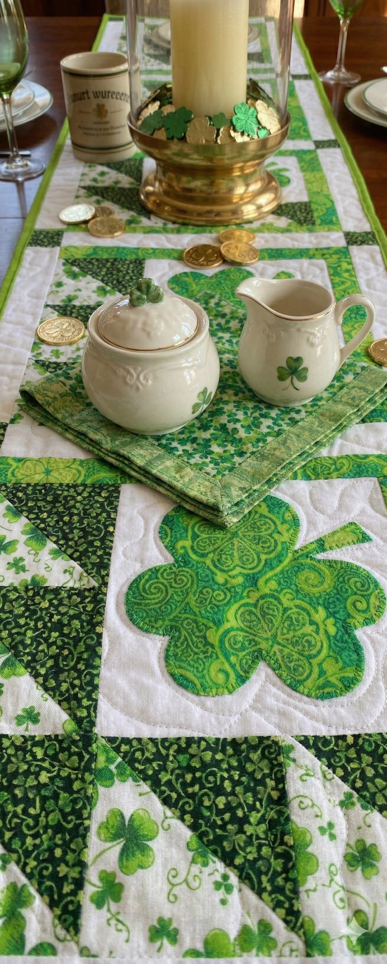 Shamrock Table Runner Pattern: Irish St. Patrick's Day