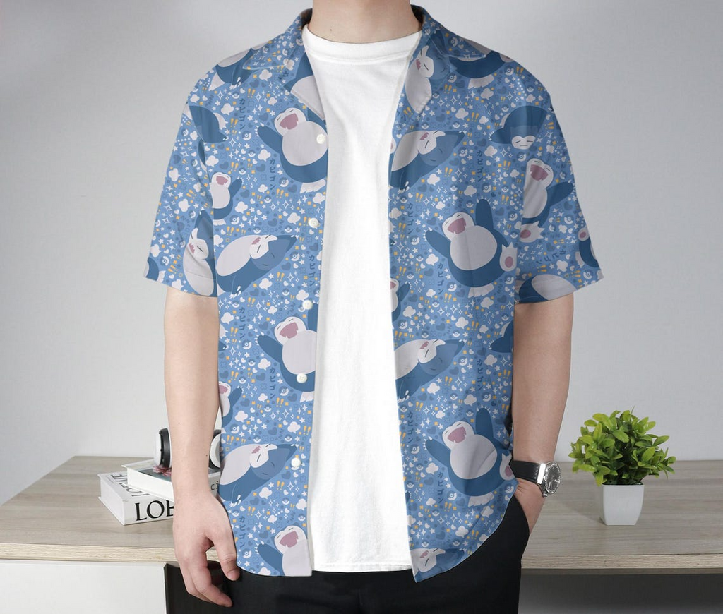 Snorlax Hawaiian Shirt - Tropical Aloha Button-Up Shirt & Summer Hawaiian Shorts