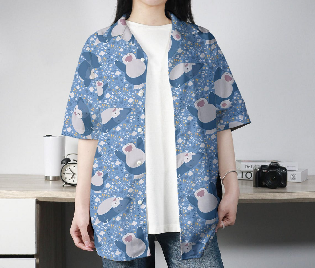 Snorlax Hawaiian Shirt - Tropical Aloha Button-Up Shirt & Summer Hawaiian Shorts