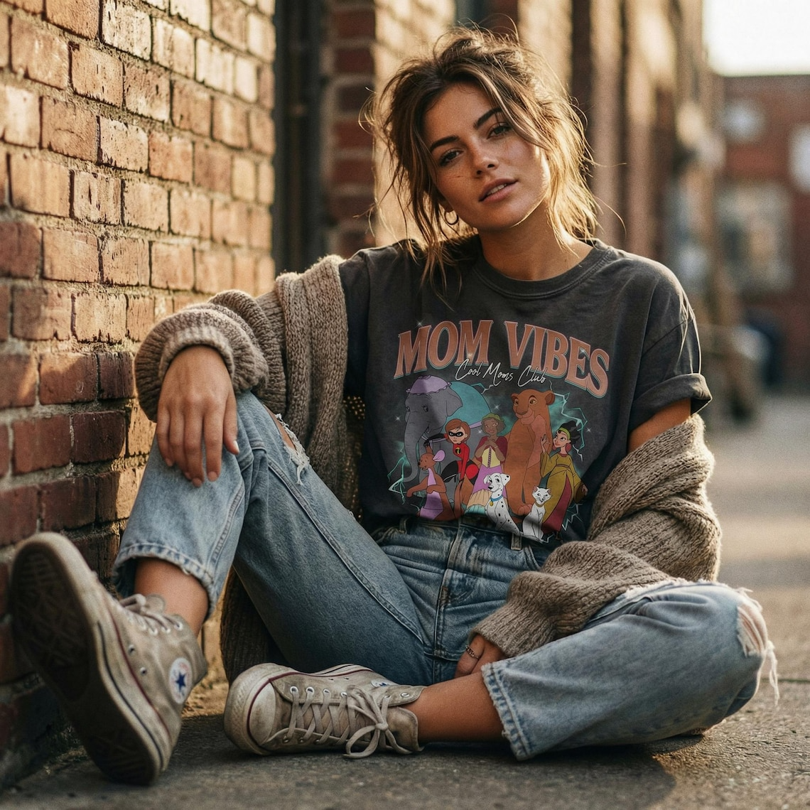 Vintage Mom Vibes Portrait Shirt, Retro Cartoon Animal Mom Tee, Magical Mom Shirt, Mother’s Day Gift