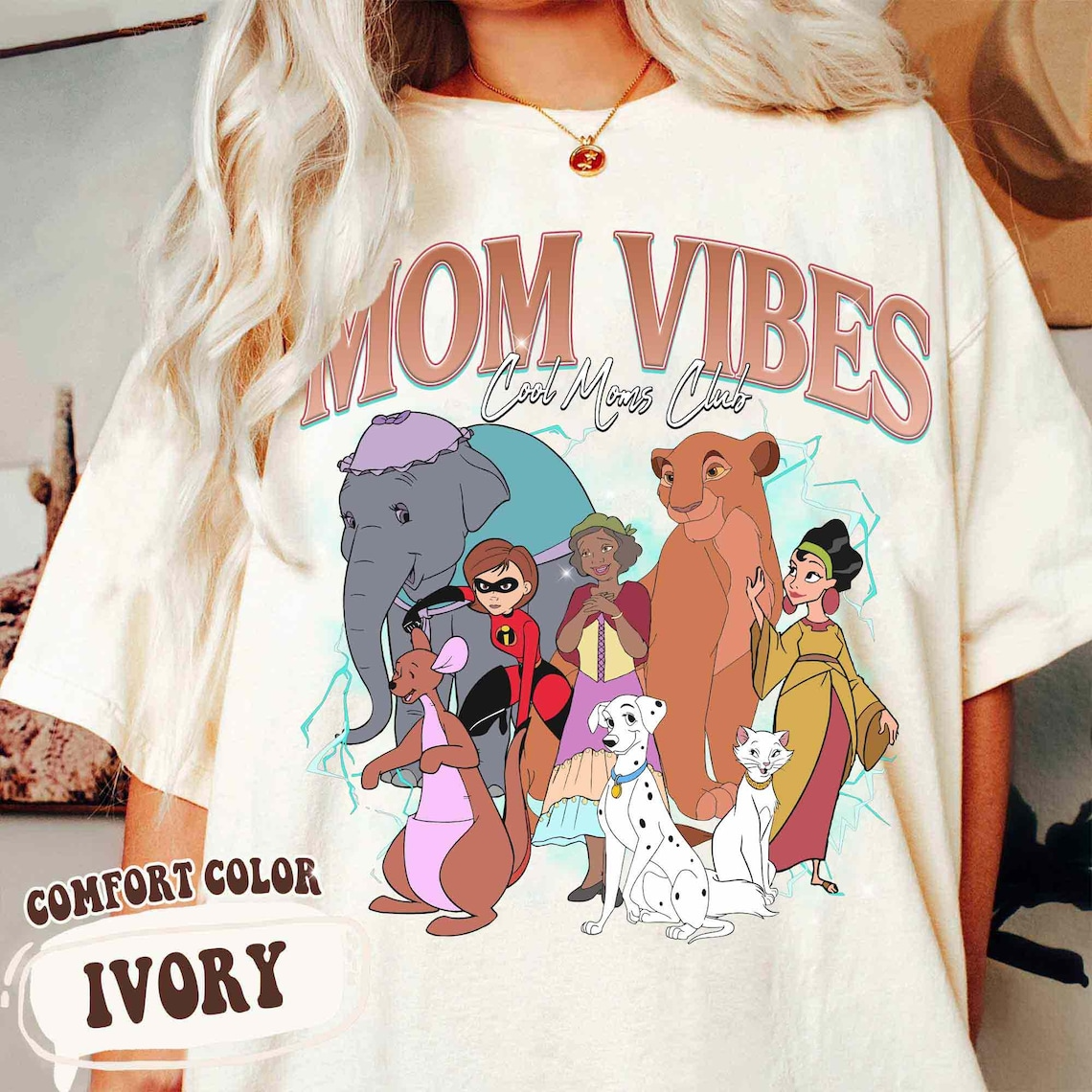Vintage Mom Vibes Portrait Shirt, Retro Cartoon Animal Mom Tee, Magical Mom Shirt, Mother’s Day Gift