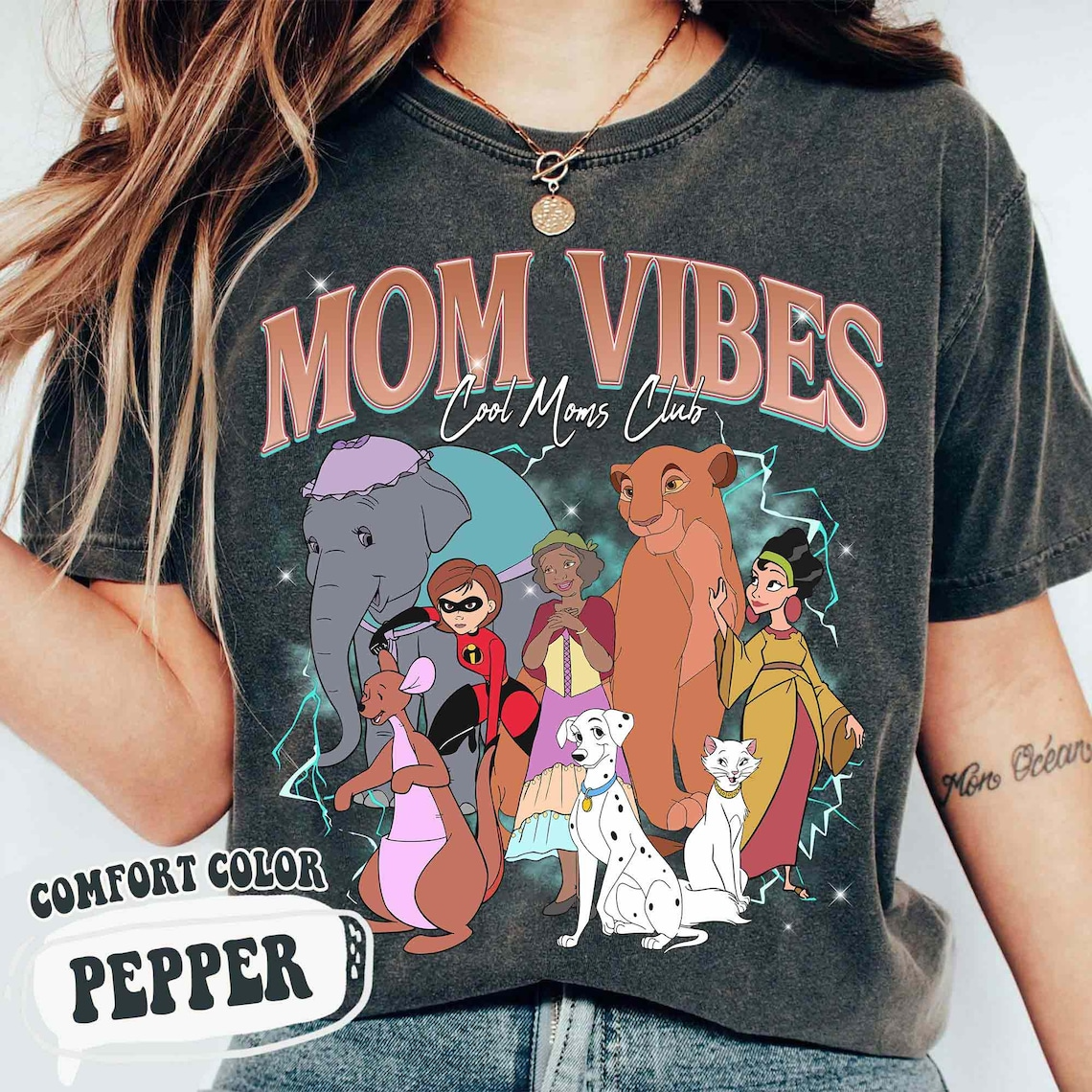 Vintage Mom Vibes Portrait Shirt, Retro Cartoon Animal Mom Tee, Magical Mom Shirt, Mother’s Day Gift