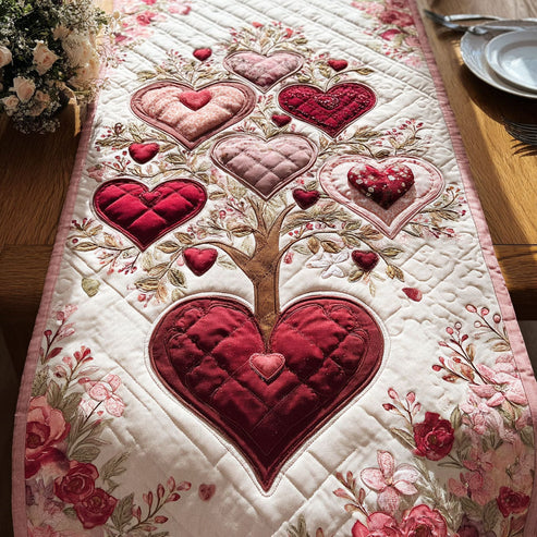 Whispers of the Heart Quilted Table Runner BTO2001031, Valentine’s Day Table Runner with Heart Pattern