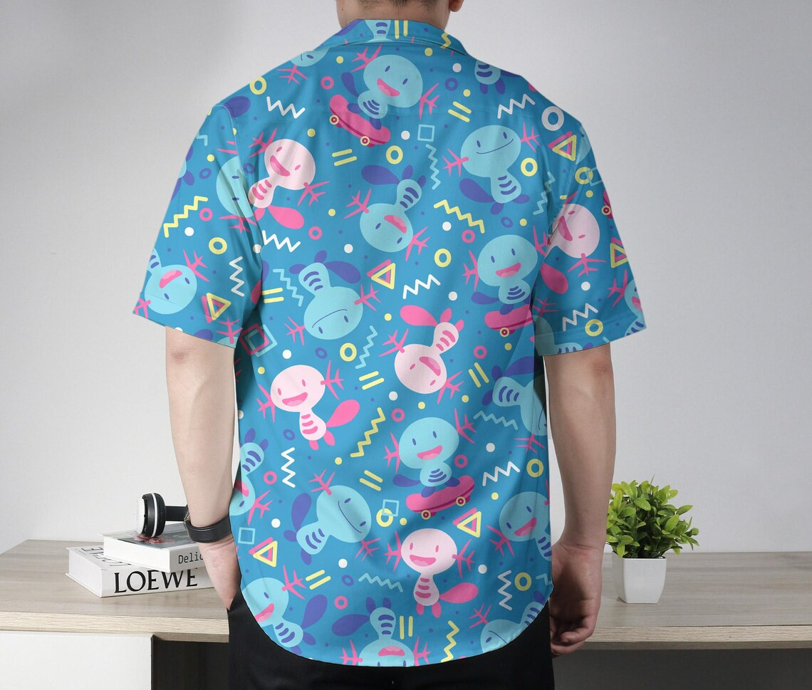 Wooper Hawaiian Shirt and Shorts Set – Cute Cartoon Button-Up Summer