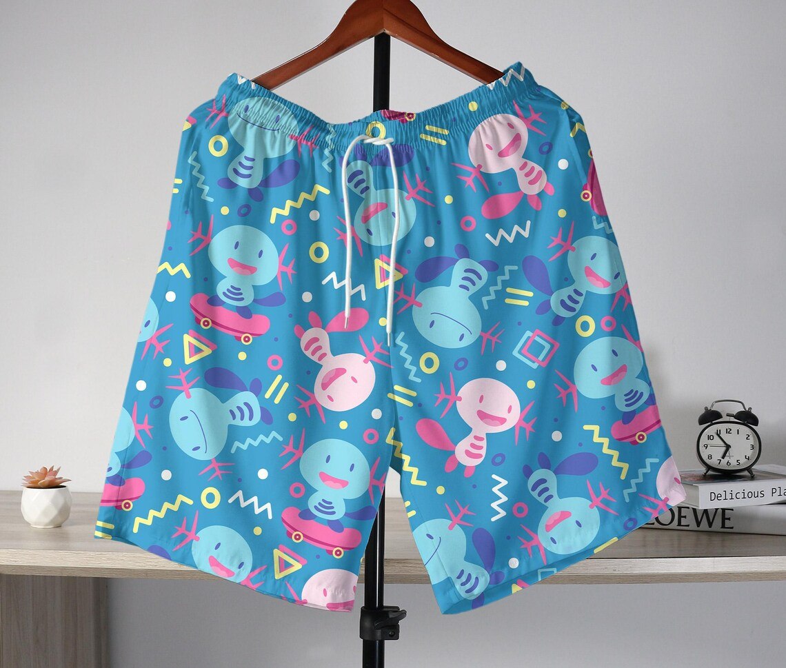 Wooper Hawaiian Shirt and Shorts Set – Cute Cartoon Button-Up Summer