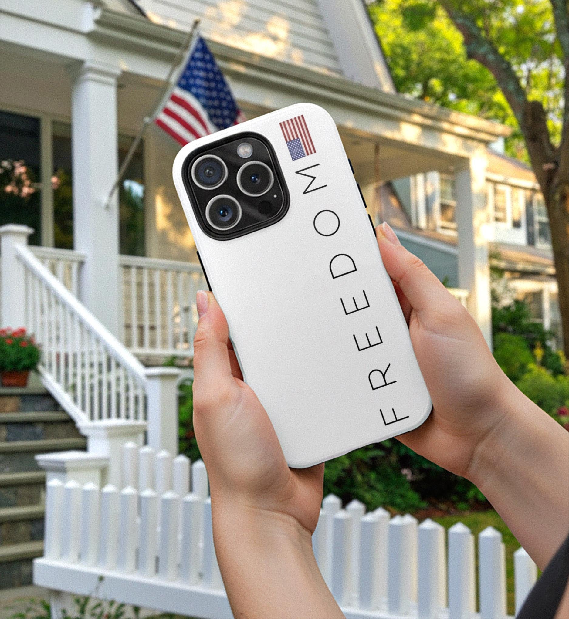 Charlie Kirk Freedom With Flag Phone Case, Patriotic Charlie Kirk Rememberance Phone Accessories, Freedom Keepsake, A True Patriot