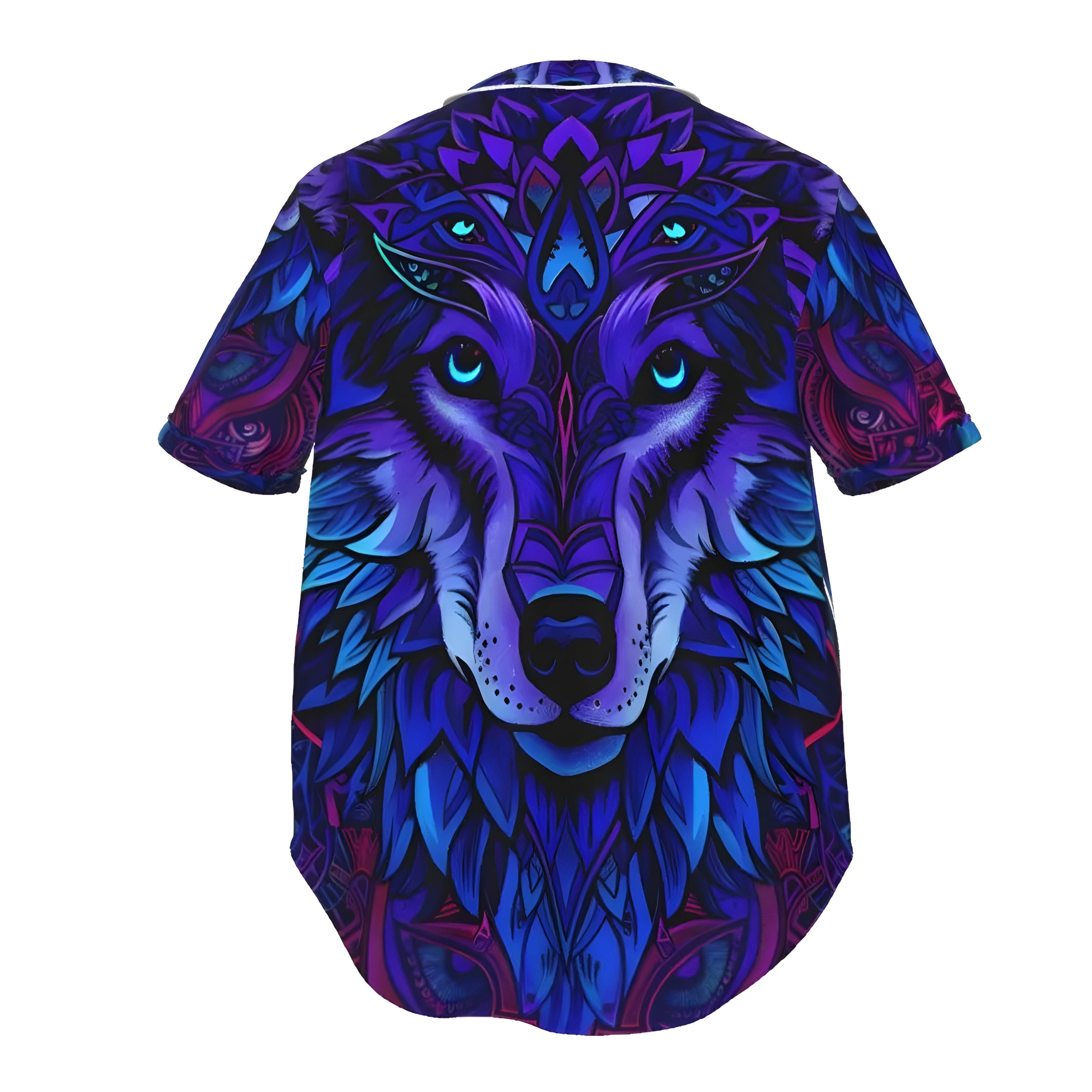 Wolf Mandala Baseball Shirt, Psychedelic Wolf Graphic Tee, Tribal Mandala Design, Fantasy Baseball Shirt, Colorful Wolf Sportswear