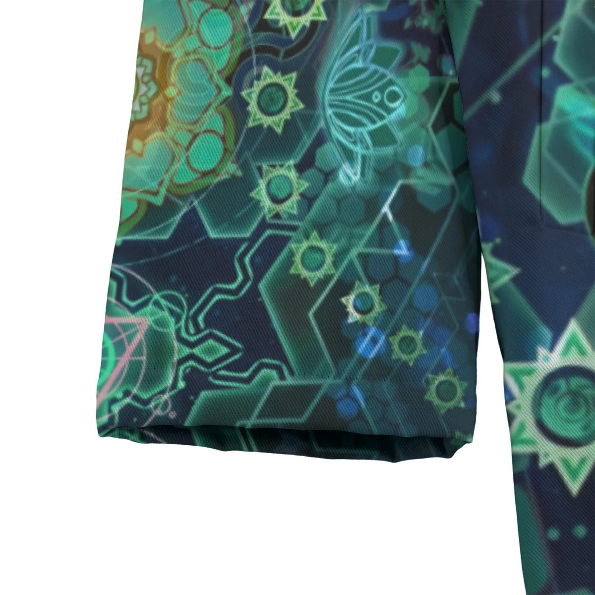 Yantric Geometry Coat, Women Coats, Sacred Geometry Jacket, Green Mandala Art Outerwear, Psychedelic Hooded Coat, Spiritual Festival Wear, Boho Meditation Clothing, Mystic Fashion