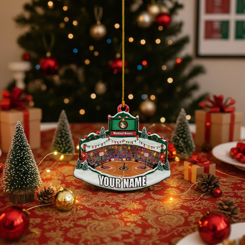 Personalized Basketball Court Ornament, Custom Name Christmas Decoration, Flat 2D Holiday Gift for Basketball Lovers