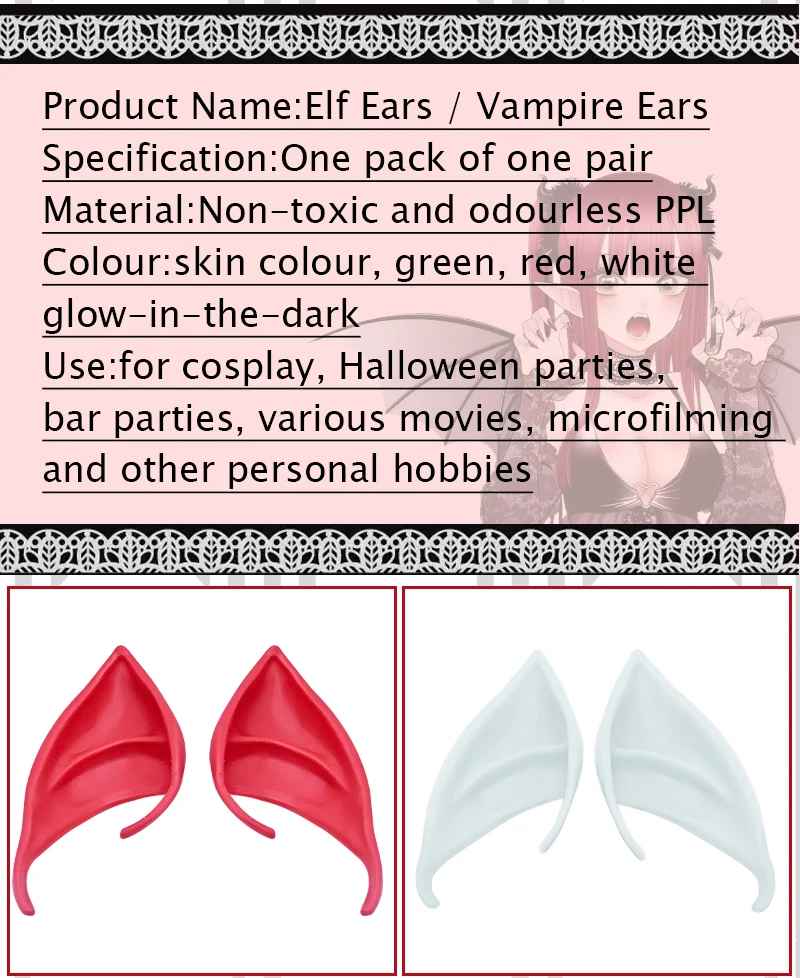 Halloween Costume Ideas Elf Ears, Latex Decor, Halloween Decoration, DIY Apparel Accessories, Vampire Anime Cosplay, Fairy Children Adult Props