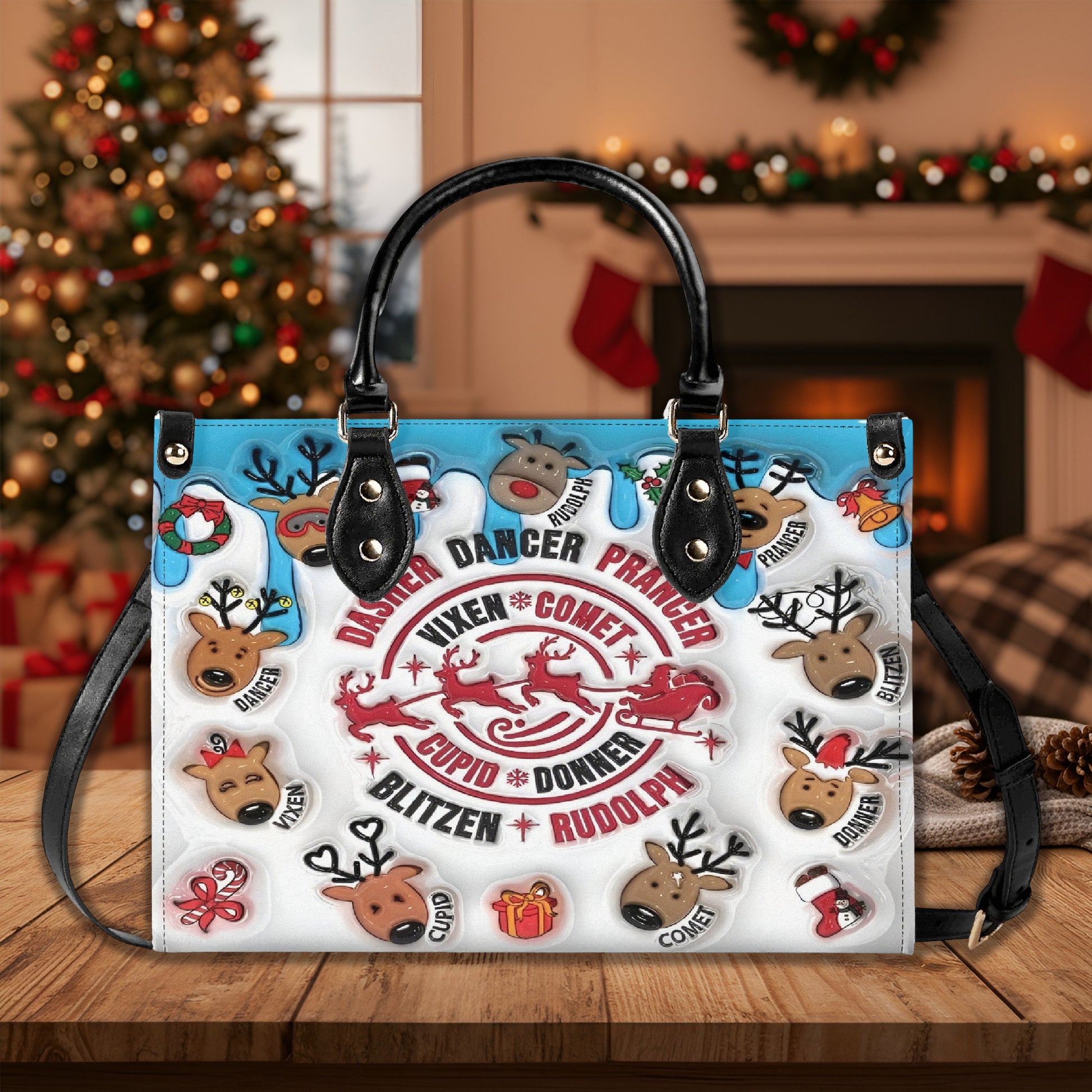 Christmas Reindeer Handbag, Cute Holiday Shoulder Bag, Santa Reindeer Purse, Festive Winter Tote, Christmas Outfit Accessory Gift