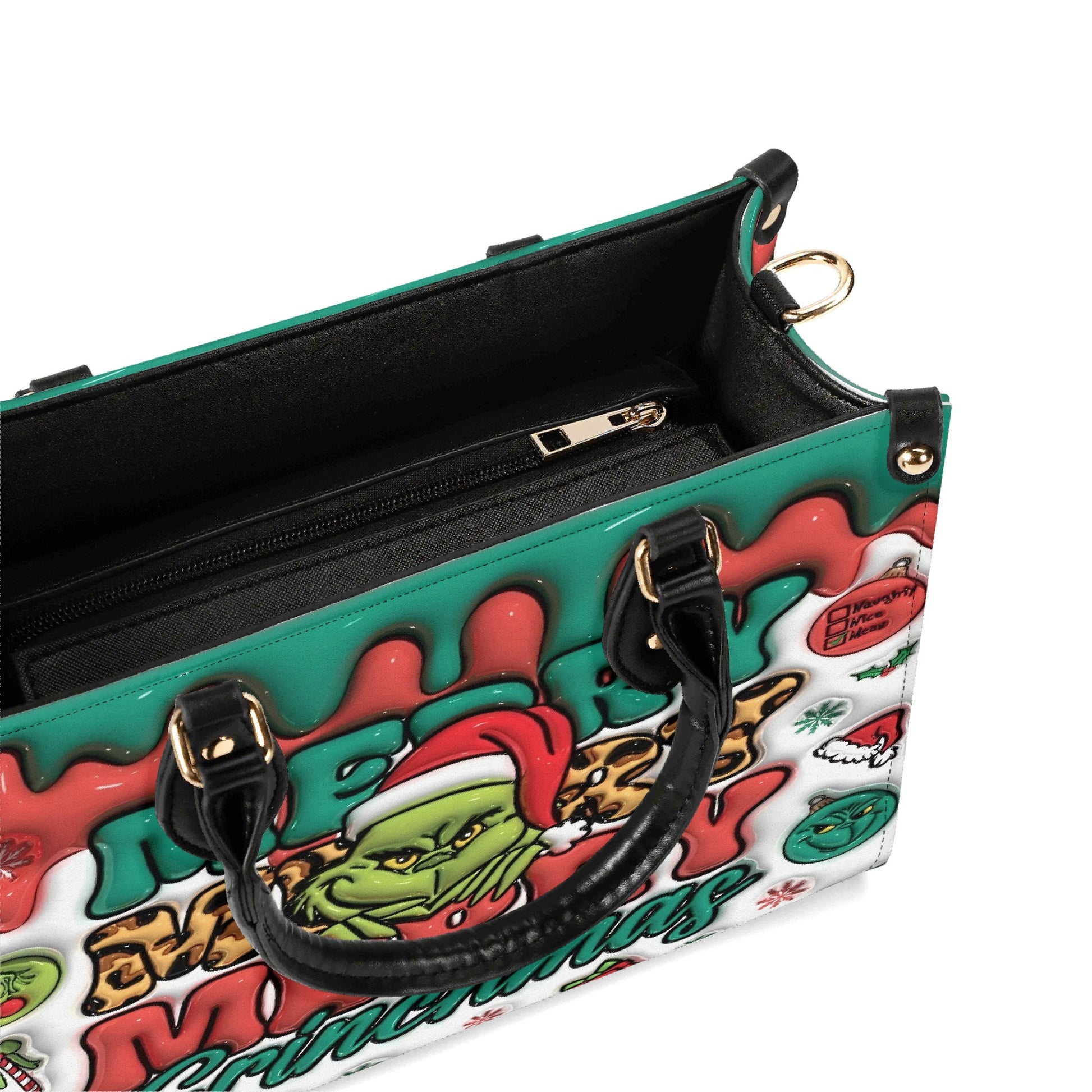 Merry Christmas Handbag, Festive Holiday Tote Bag, Cute Cartoon Purse, Winter Seasonal Gift Bag