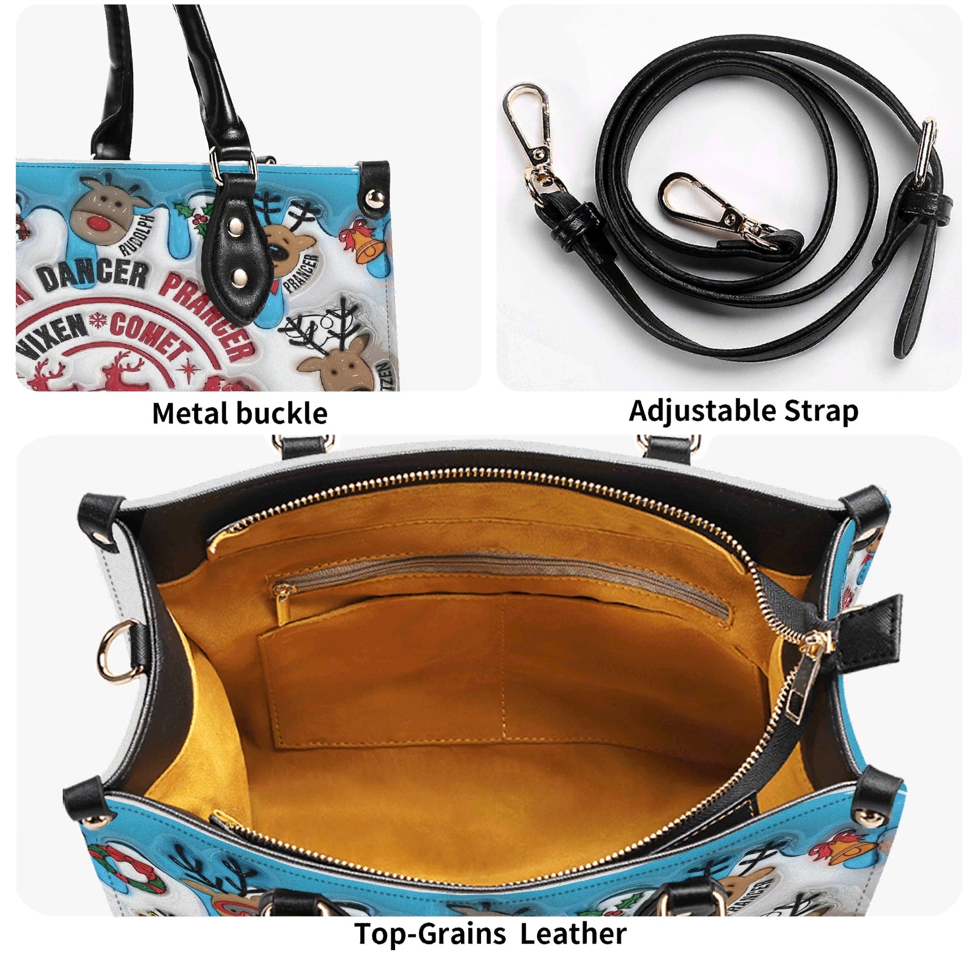 Christmas Reindeer Handbag, Cute Holiday Shoulder Bag, Santa Reindeer Purse, Festive Winter Tote, Christmas Outfit Accessory Gift