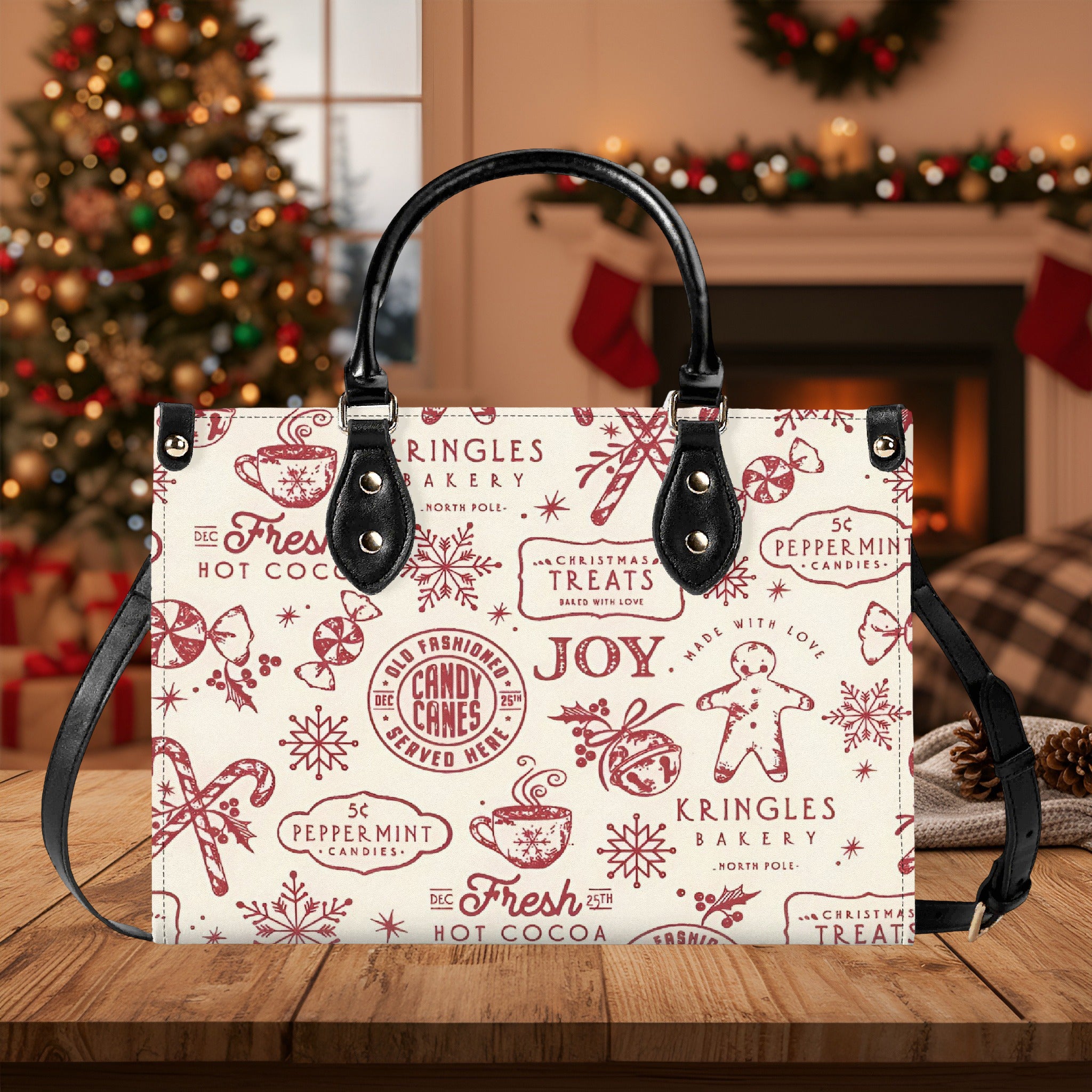 Candy Cane Christmas Handbag, Festive Winter Purse, Holiday Tote Bag, Peppermint Hot Cocoa Bag, Christmas Outfit Accessory Gift