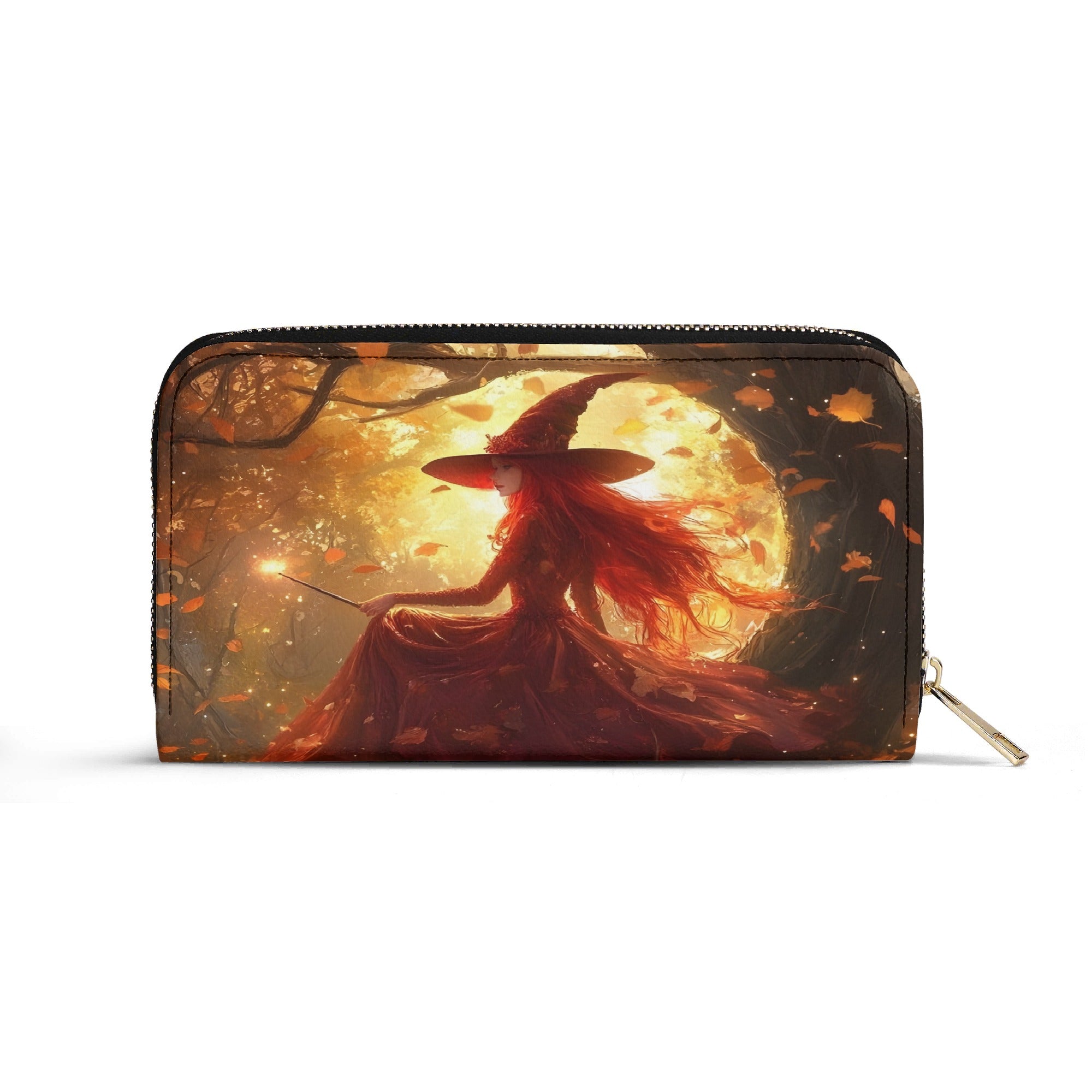 Personalized Witch Handbag, Custom Name Halloween Purse, Autumn Moon Spell Tote, Red Witch Magic Bag for Her, Custom Gifts for Halloween