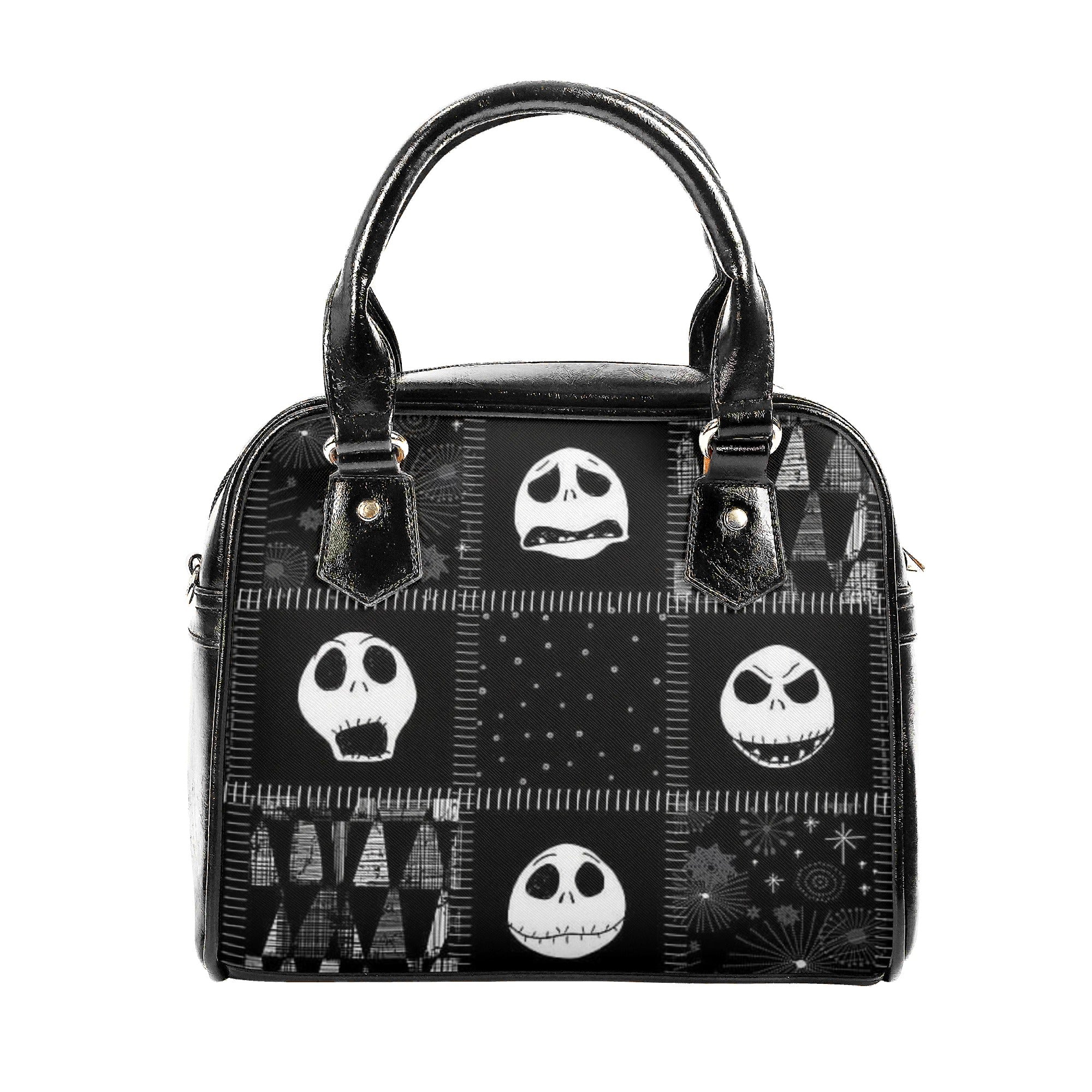 Personalized Nightmare Before Christmas Handbag, Jack Skellington Face Tote, Spooky Halloween Purse, Gothic Black & White Bag for Fans, Custom Gifts for Halloween