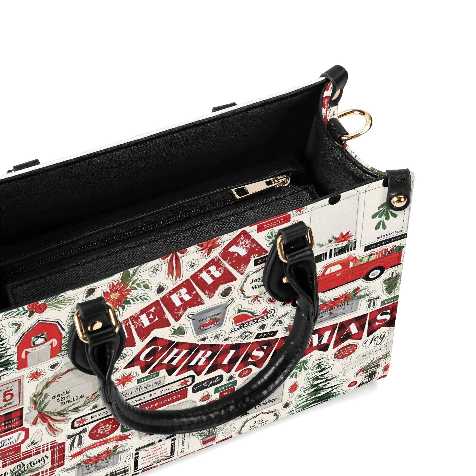 Merry Christmas Handbag, Red Truck Holiday Tote Bag, Festive Winter Purse, Christmas Tree Bag, Holiday Outfit Accessory