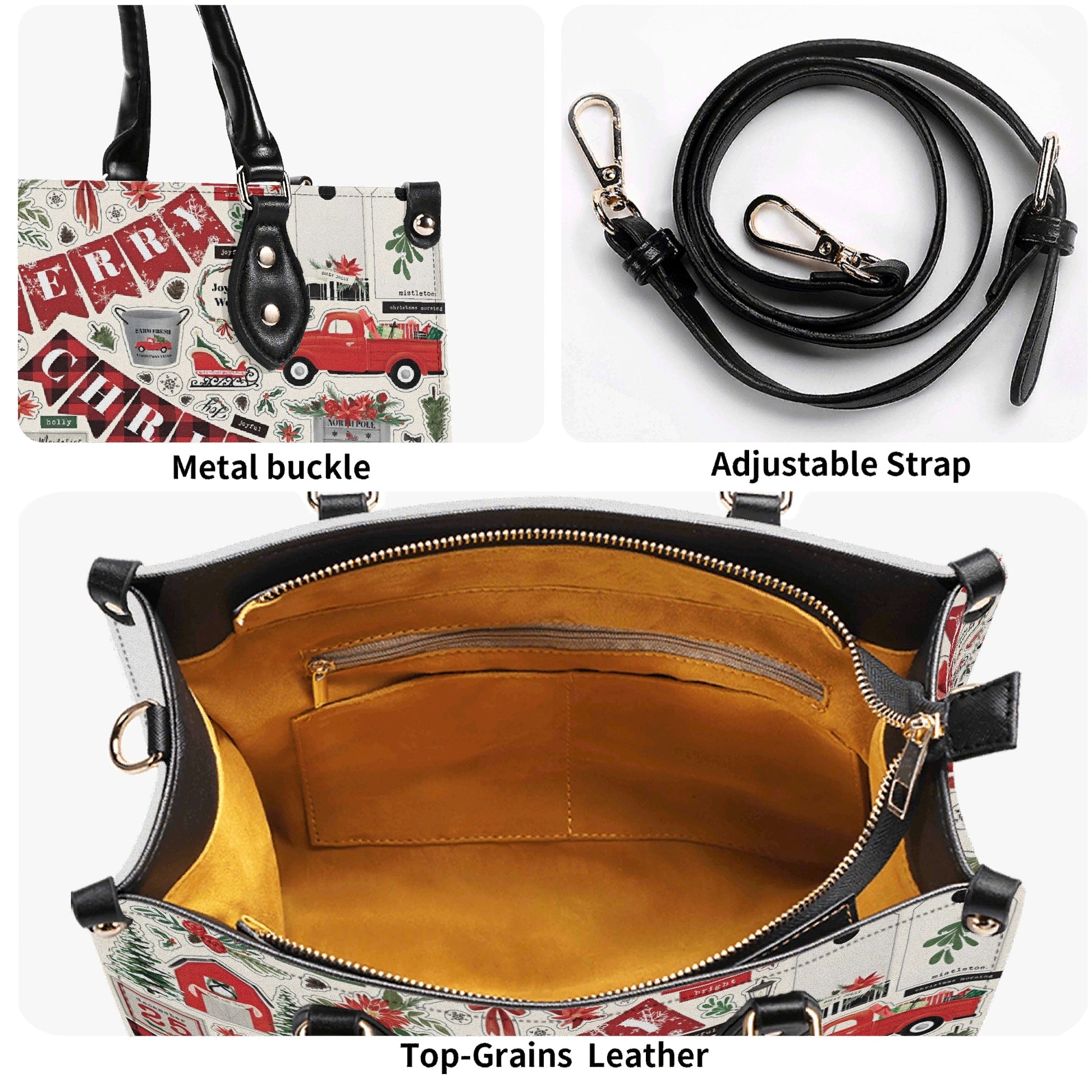 Merry Christmas Handbag, Red Truck Holiday Tote Bag, Festive Winter Purse, Christmas Tree Bag, Holiday Outfit Accessory