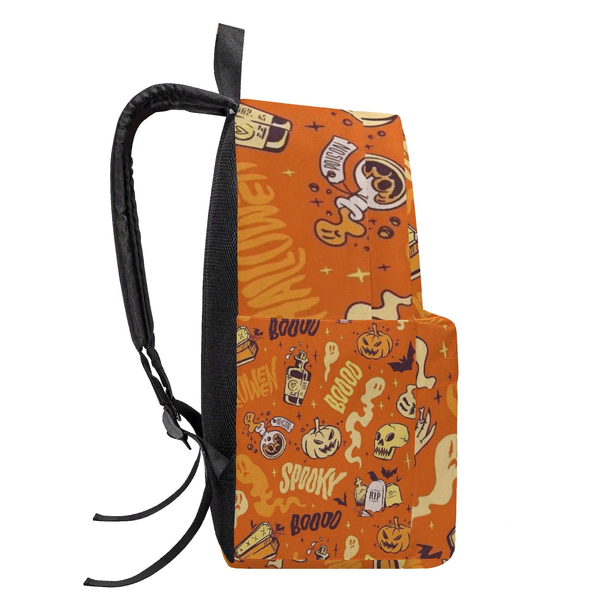 Personalized Halloween Pumpkin Backpack, Spooky Orange School Bag for Kids, Back to School Trick or Treat Bookbag, Cute Ghost & Skull Print